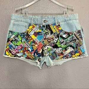 Marvel Heroes Jean Shorts Light Wash Denim